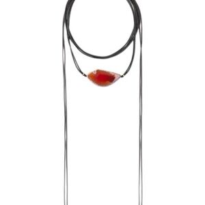 Zara Red Stone Long Cord Necklace/Choker